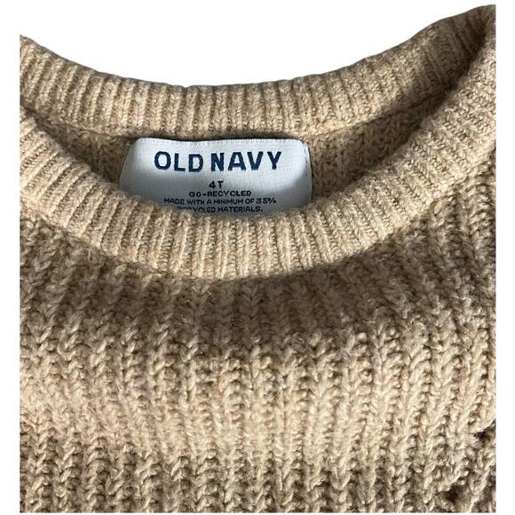 Old Navy Big Girl's Size 4T Camel Brown Long Sleeve Sweater Dress Casual Cozy - Picture 4 of 4